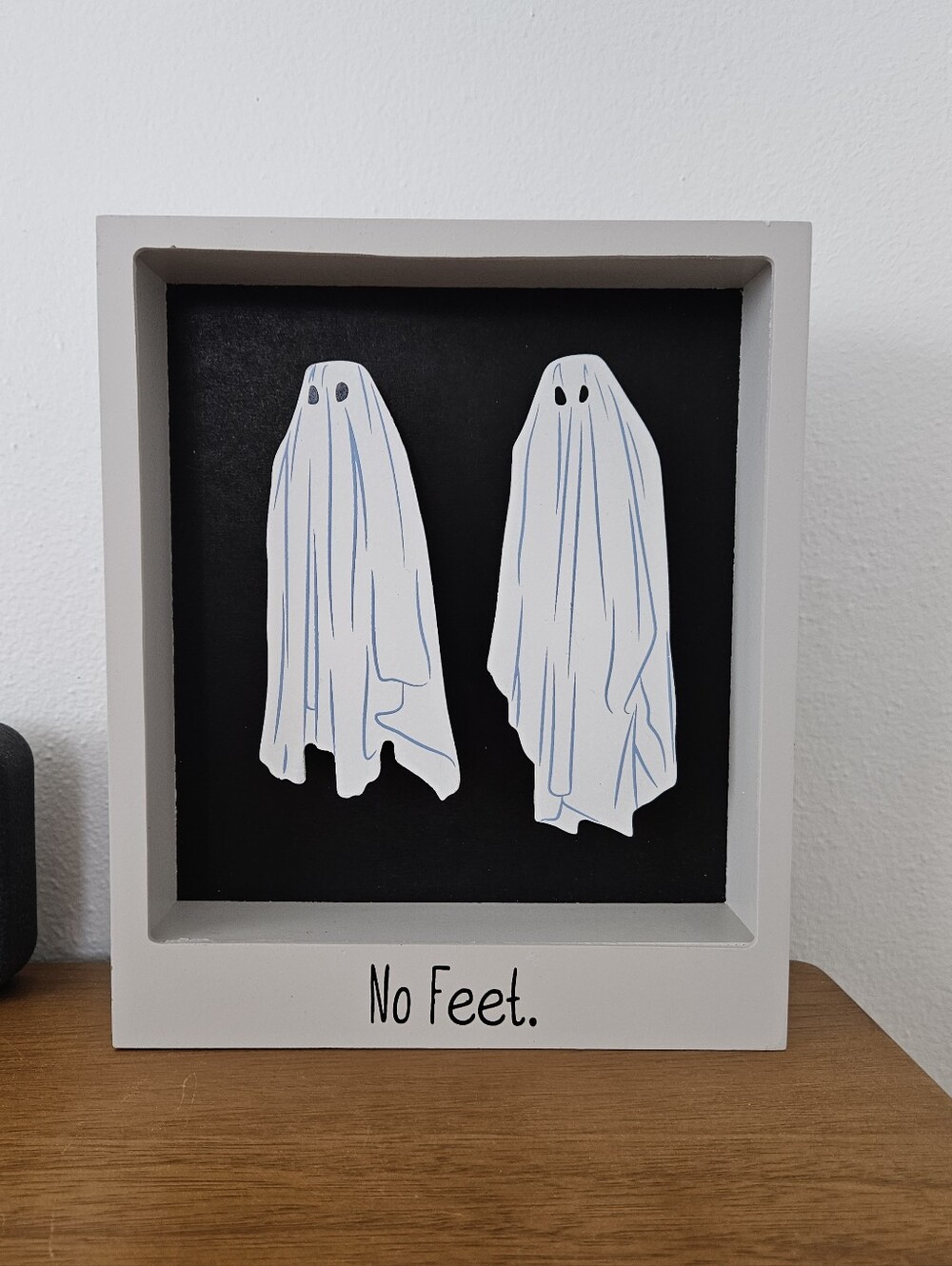 beetlejuice no feet ghosts sign halloween polaroid art spooky decor wall hanging
